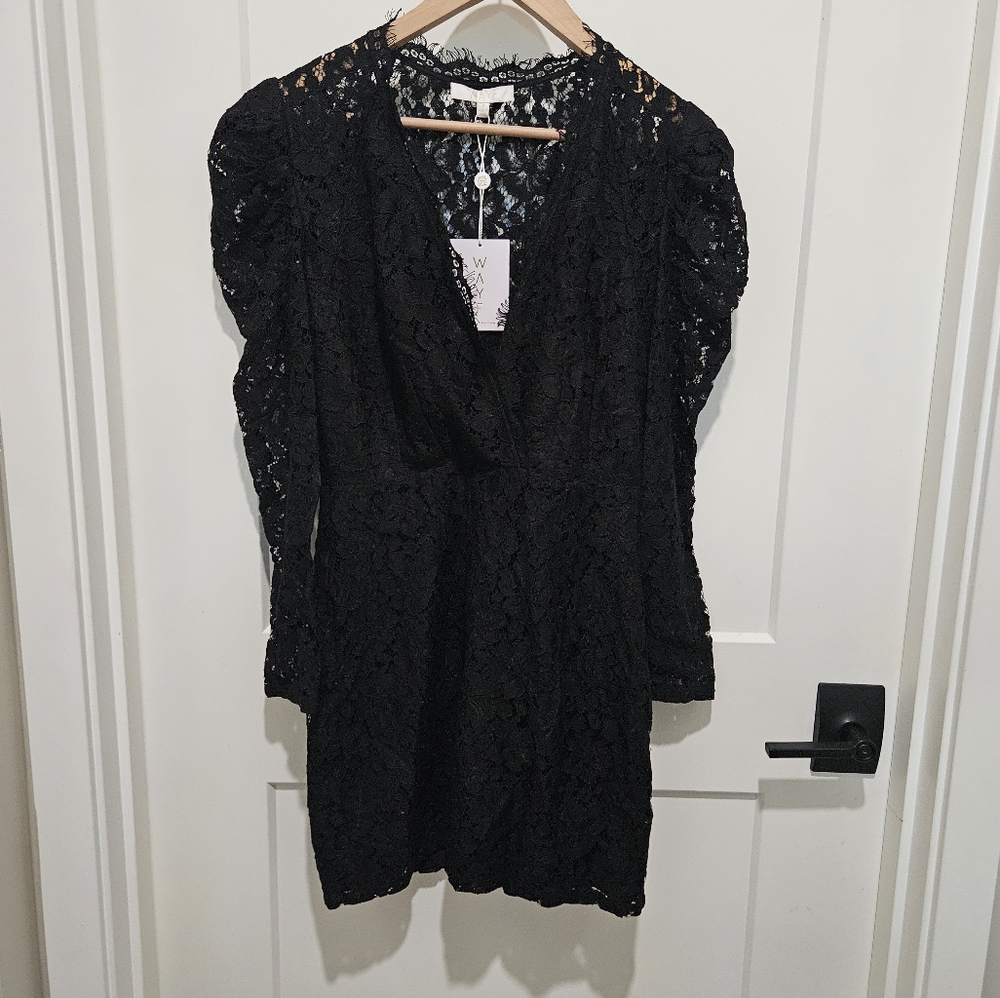 Black lace v neck dress